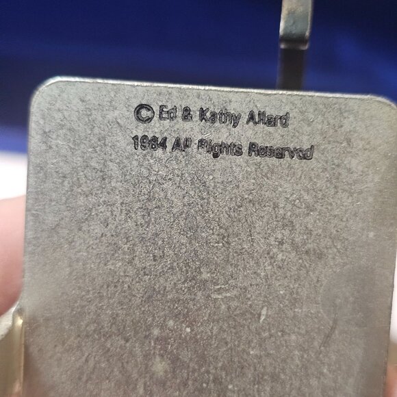 Pair Of Vintage 1984 Ed & Kathy Allard Reindeer Stocking Holders Cast Metal Silv - Picture 3 of 8